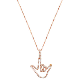 Rose Solid Gold Love Sign® Pendant with Diamonds