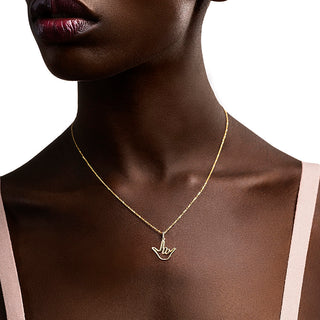 Yellow Solid Gold Love Sign™ Pendant Necklace with Diamond Bail