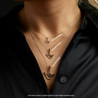 Rose Solid Gold Love Sign™ Pendant Necklace Size Guide