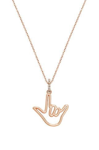 Rose Solid Gold Love Sign® Pendant with Diamond Bail