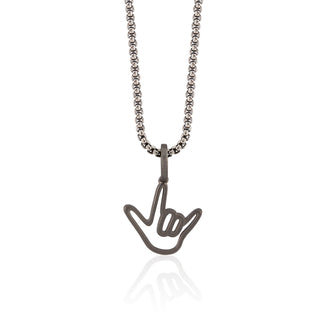 Men's Luxe Matte Silver Love Sign® Unisex Pendant Necklace