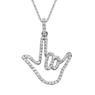 White Solid Gold Love Sign™ Pendant Necklace with Diamonds