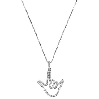 White Solid Gold Love Sign™ Pendant Necklace with Diamonds