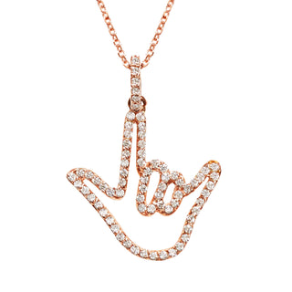 Rose Solid Gold Love Sign™ Pendant with Diamonds
