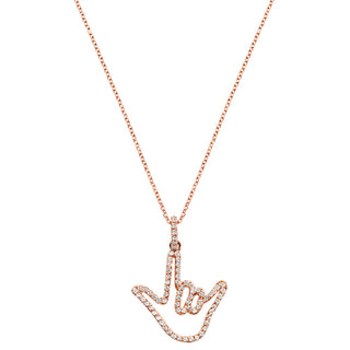 Rose Solid Gold Love Sign™ Pendant with Diamonds