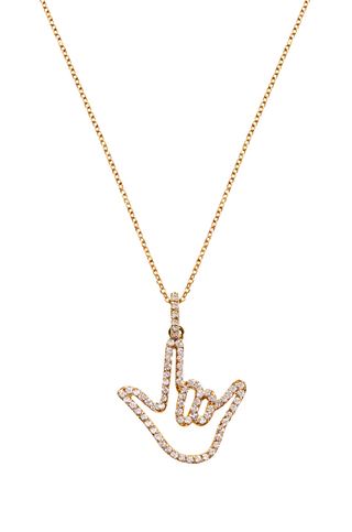 Yellow Solid Gold Love Sign™ Pendant Necklace with Diamonds