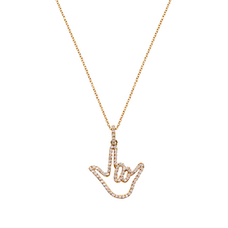 Yellow Solid Gold Love Sign® Pendant with Diamonds