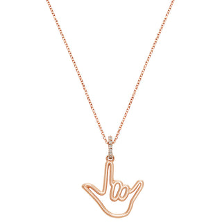 Rose Solid Gold Love Sign™ Pendant Necklace with Diamond Bail