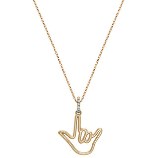 Yellow Solid Gold Love Sign™ Pendant Necklace with Diamond Bail