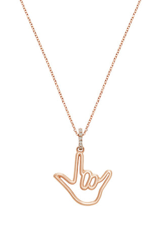 Rose Solid Gold Love Sign™ Pendant with Diamond Bail