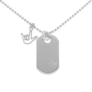 Sterling Silver Love Sign™ Dogtag Pendant Rounded